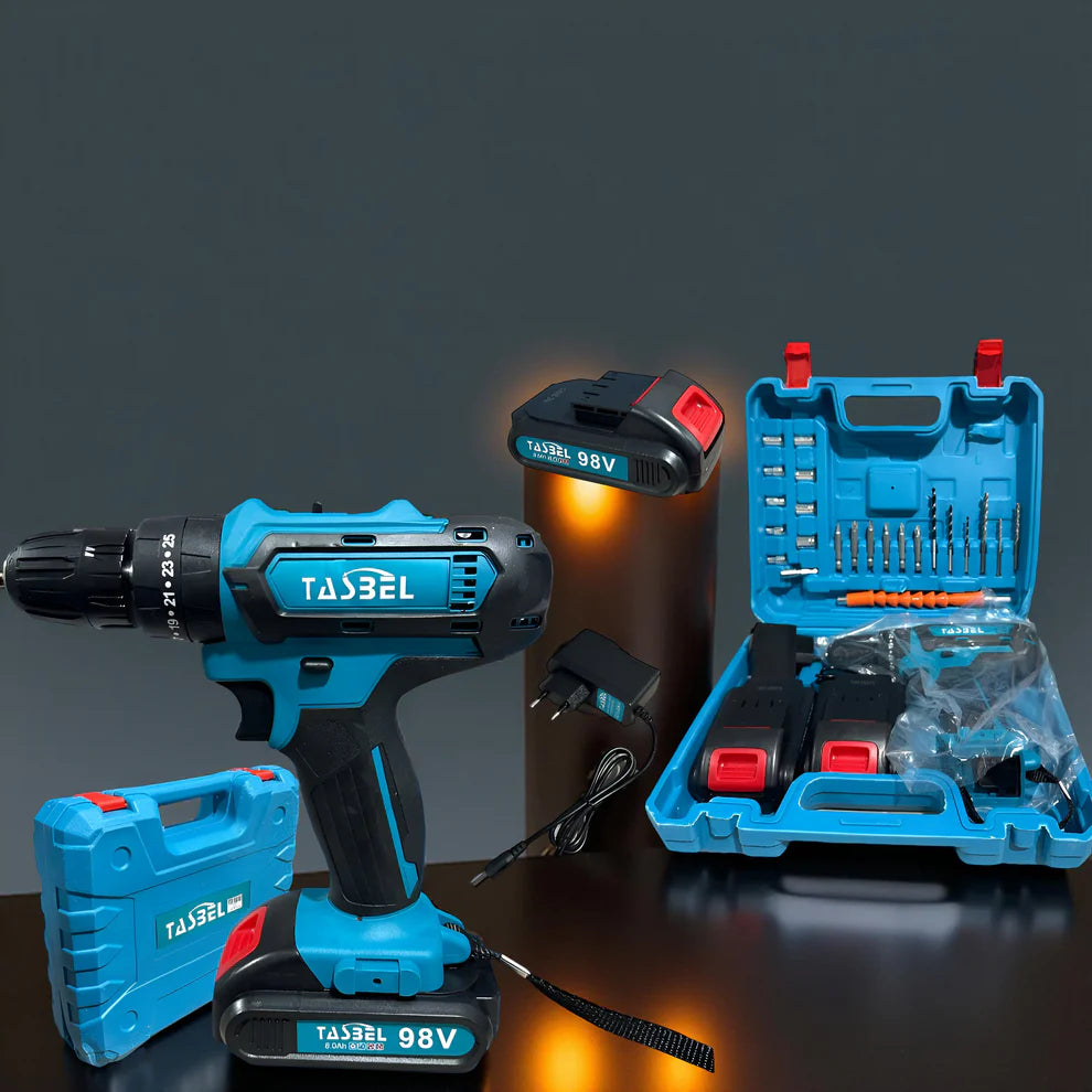 Taladro Inalámbrico con 2 baterías + ¡un set de herramientas de regalo!