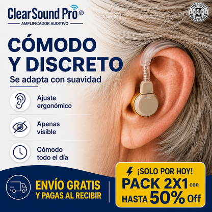 ClearSound Pro® | Amplificador Auditivo Discreto (Pack 2x1)