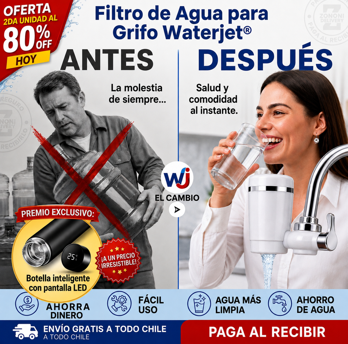 Filtro de Agua para Grifo Waterjet® – OLVÍDATE DE GASTAR EN AGUA EMBOTELLADA 💧