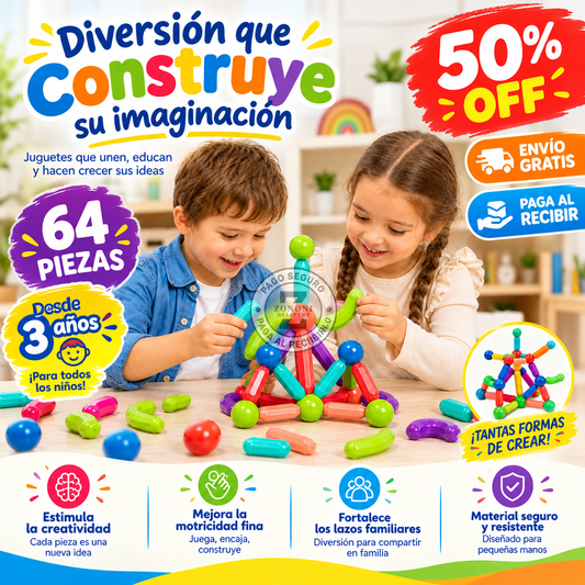Bloques Magnéticos STEM de 64 piezas🧩
