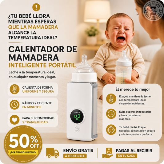 Calentador Inteligente Portátil para Mamaderas- Leche siempre lista en minutos, donde estés