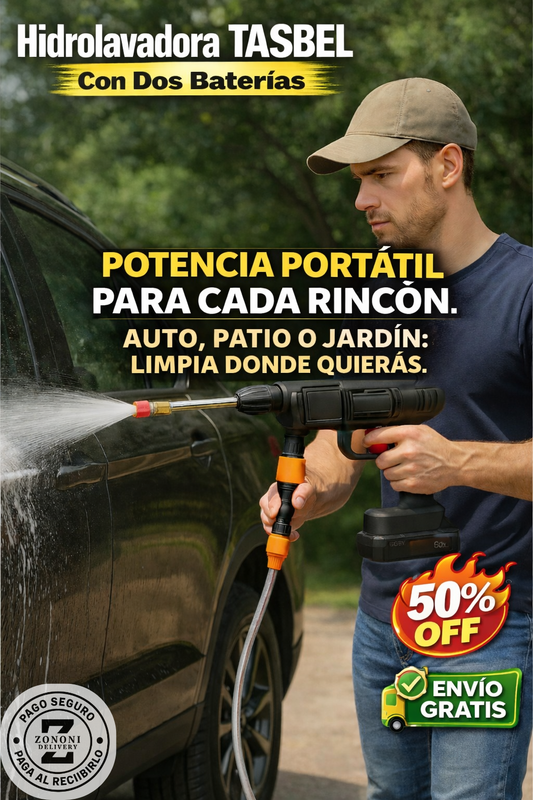 Hidrolavadora Inalámbrica TASBEL con 2 Baterías de 98V  🔋 Máxima Potencia y Autonomía