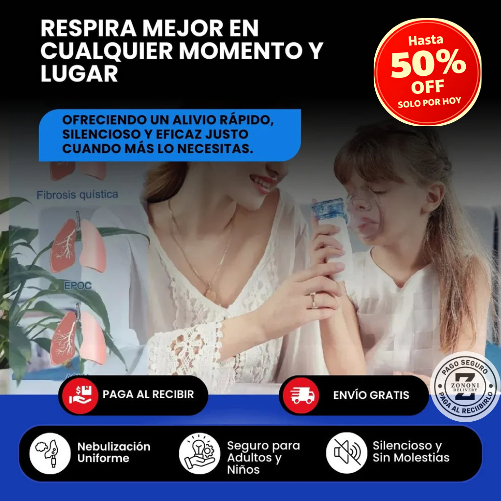 Respira Mejor en Casa en Minutos – Oferta Especial HOY — Nebulizador portátil inalámbrico