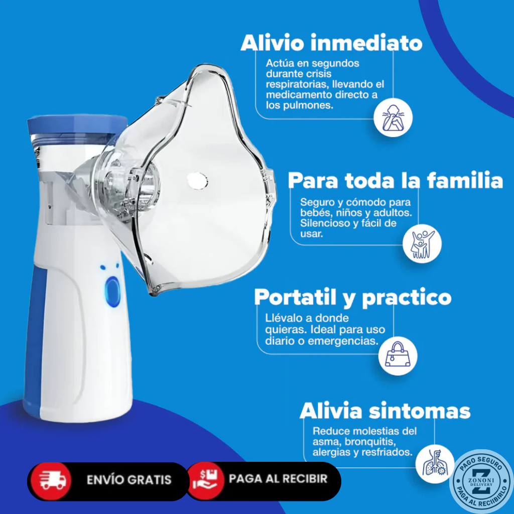 Respira Mejor en Casa en Minutos – Oferta Especial HOY — Nebulizador portátil inalámbrico
