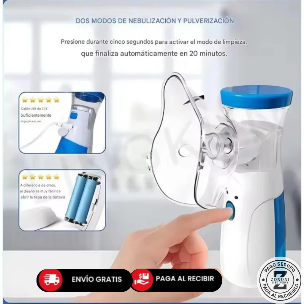 Respira Mejor en Casa en Minutos – Oferta Especial HOY — Nebulizador portátil inalámbrico