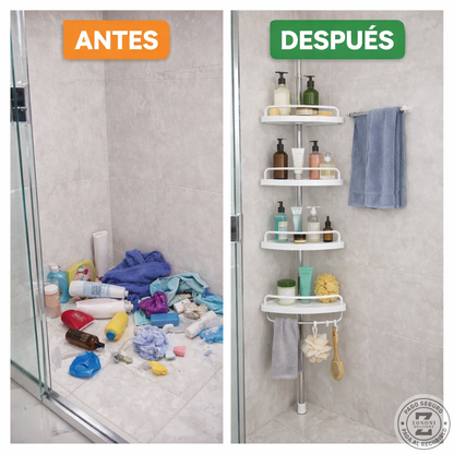 ¿Tu baño siempre desordenado y sin espacio? | Esquinero De Baño Mutifuncional