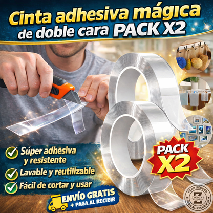 PROMO PACK X2 Cinta Doble Faz Lavable Y Reutilizable 3MTS | ⭐⭐⭐⭐☆ 131 reseñas