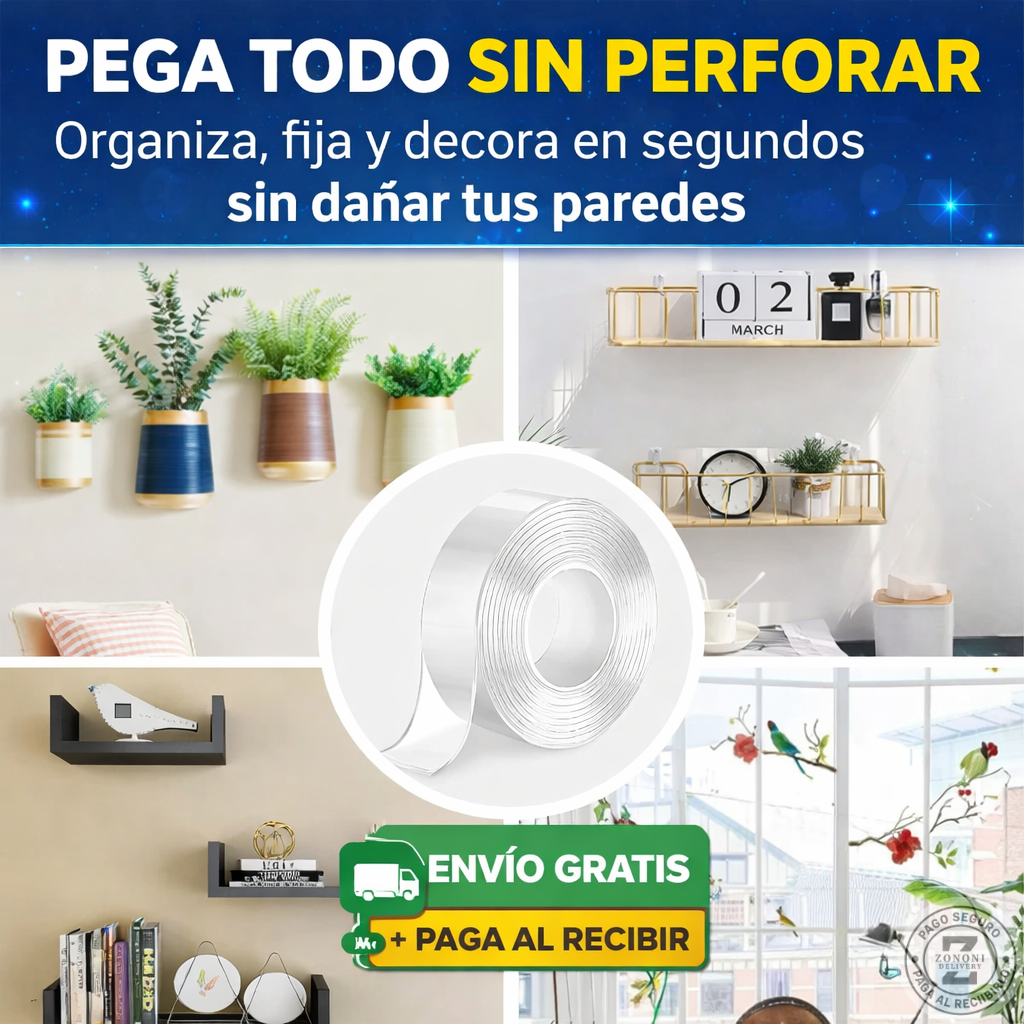 PROMO PACK X2 Cinta Doble Faz Lavable Y Reutilizable 3MTS | ⭐⭐⭐⭐☆ 131 reseñas