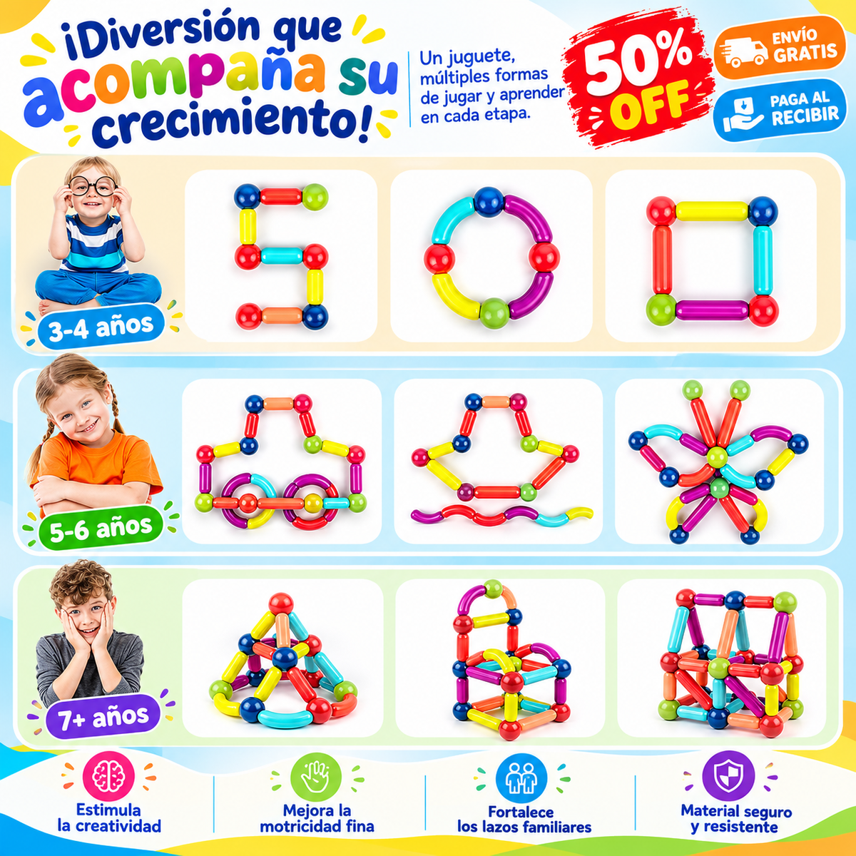 Bloques Magnéticos STEM de 64 piezas🧩