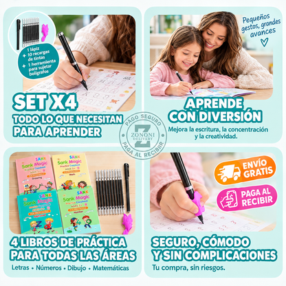 MagicWrite™ - Cuadernos Mágicos Reutilizables Montessori (Set x4)